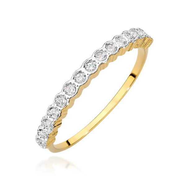 Żółte Złoto Pierścionek z Diamentami 0,129 ct