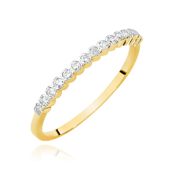 Żółte Złoto Pierścionek z Diamentami 0,075 ct