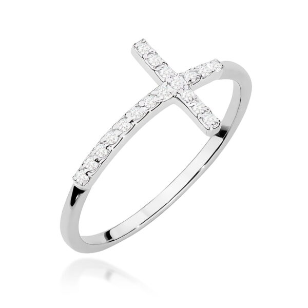 Białe Złoto Pierścionek z Diamentami 0,09 ct