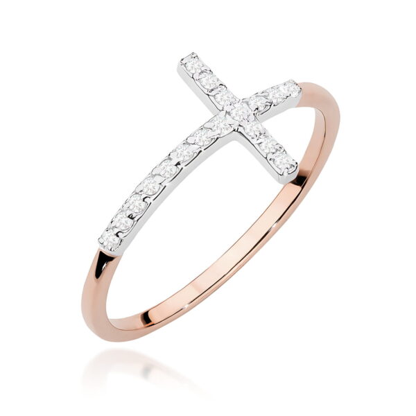 Różowe Złoto Pierścionek z Diamentami 0,09 ct
