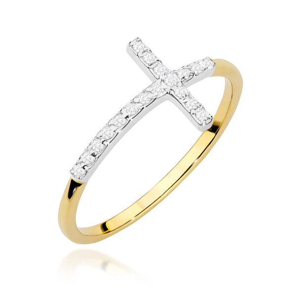 Żółte Złoto Pierścionek z Diamentami 0,09 ct