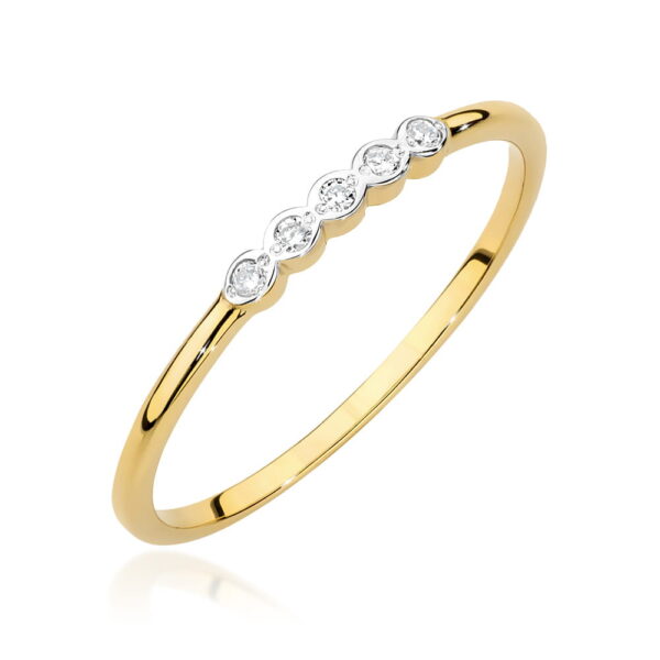 Żółte Złoto Pierścionek z Diamentami 0,043 ct