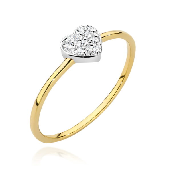 Żółte Złoto Pierścionek z Diamentami 0,097 ct