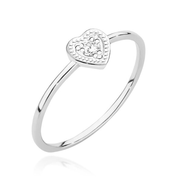 Białe Złoto Pierścionek z Diamentem 0,02 ct