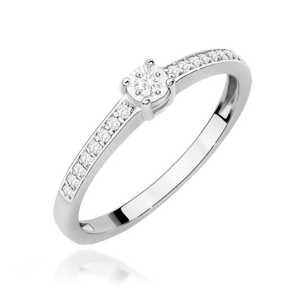 Białe Złoto Pierścionek z Diamentem 0,03 ct