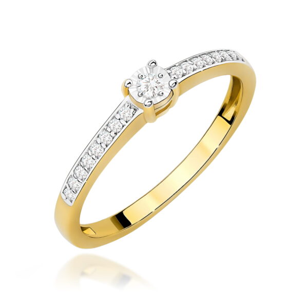 Żółte Złoto Pierścionek z Diamentem 0,03 ct