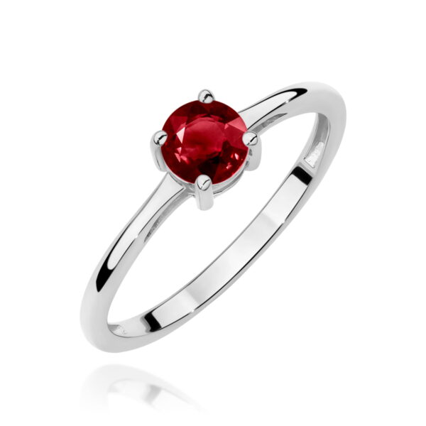 Białe Złoto Pierścionek z Granatem 0,60 ct