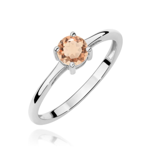 Białe Złoto Pierścionek z Morganitem 0,40 ct