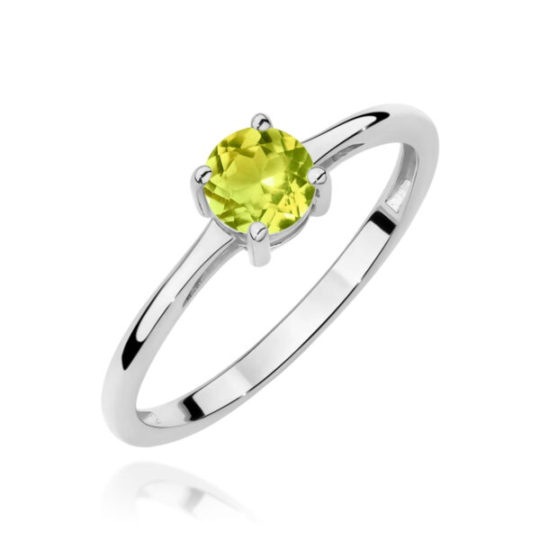 Białe Złoto Pierścionek z Oliwinem 0,60 ct
