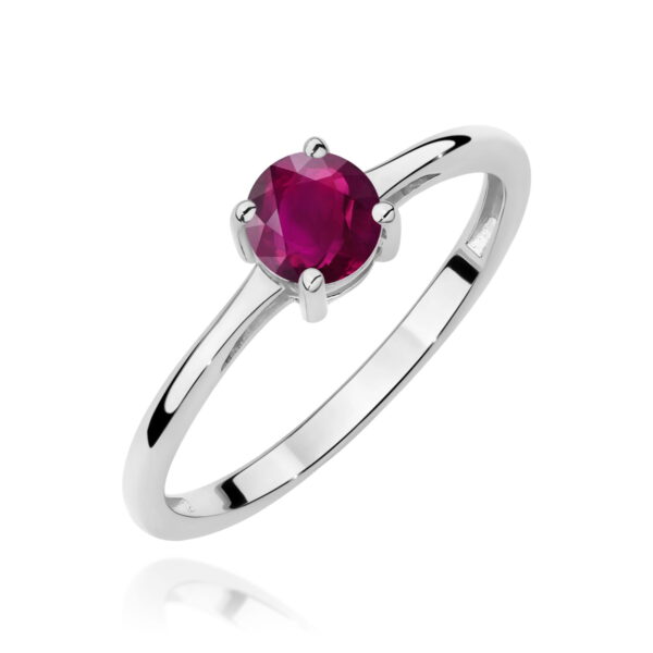 Białe Złoto Pierścionek z Rodolitem 0,60 ct