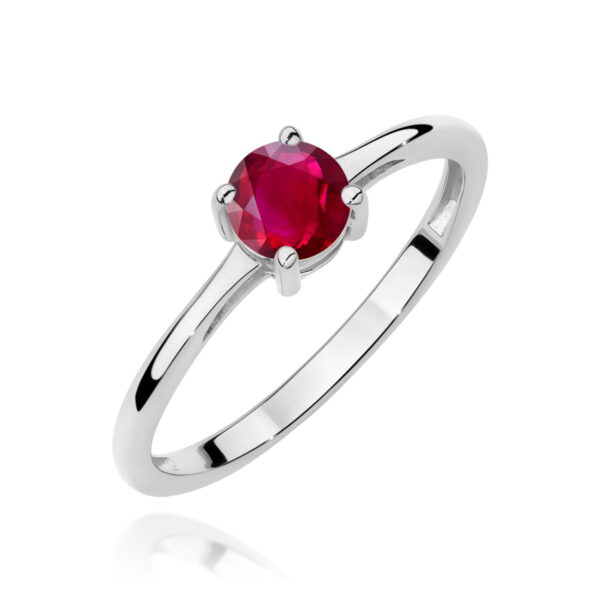 Białe Złoto Pierścionek z Rubinem 0,60 ct