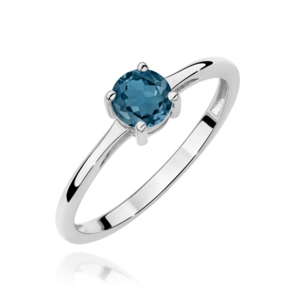 Białe Złoto Pierścionek z Topazem London Blue 0,50 ct
