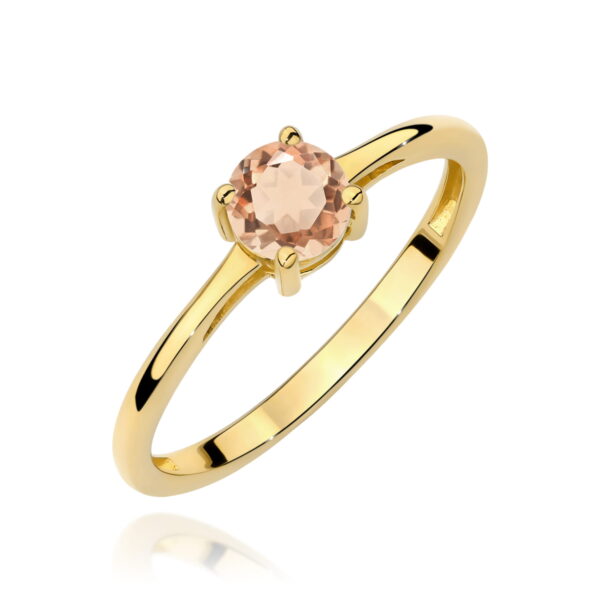 Żółte Złoto Pierścionek z Morganitem 0,40 ct