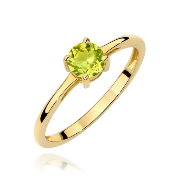 Żółte Złoto Pierścionek z Oliwinem 0,60 ct