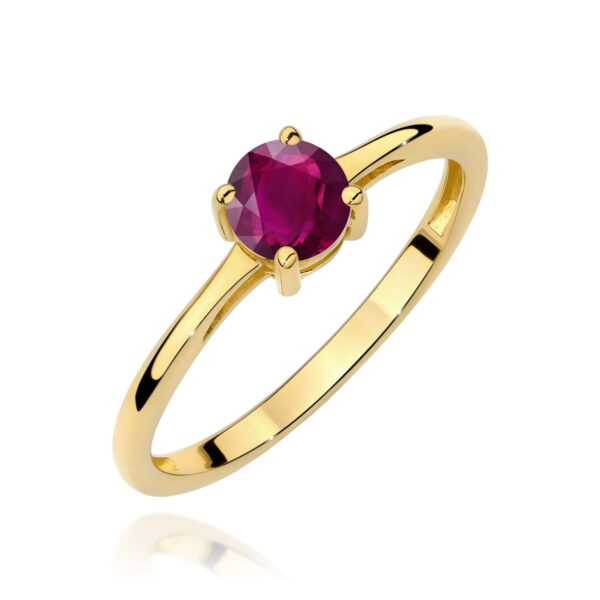 Żółte Złoto Pierścionek z Rodolitem 0,60 ct