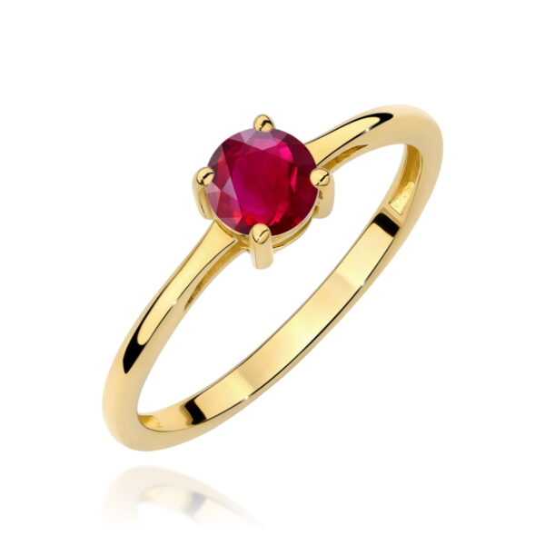 Żółte Złoto Pierścionek z Rubinem 0,60 ct