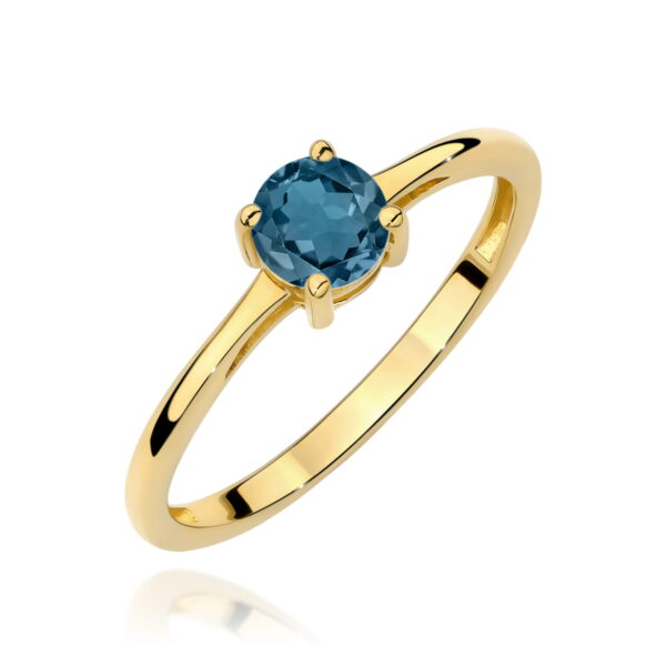 Żółte Złoto Pierścionek z Topazem London Blue 0,50 ct