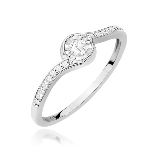 Białe Złoto Pierścionek z Diamentem 0,08 ct