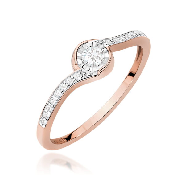 Różowe Złoto Pierścionek z Diamentem 0,08 ct