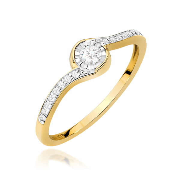 Żółte Złoto Pierścionek z Diamentem 0,08 ct