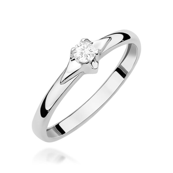 Białe Złoto Pierścionek z Diamentem 0,15 ct
