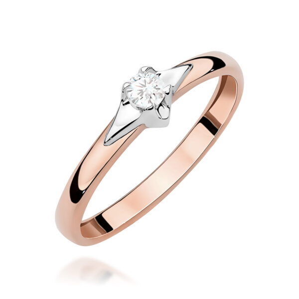 Różowe Złoto Pierścionek z Diamentem 0,15 ct