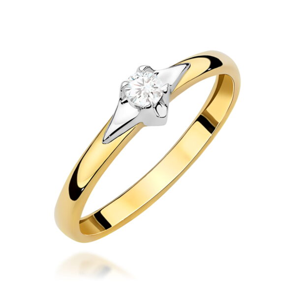Żółte Złoto Pierścionek z Diamentem 0,15 ct
