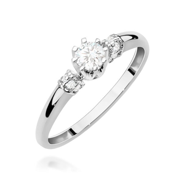 Białe Złoto Pierścionek z Diamentem 0,25 ct