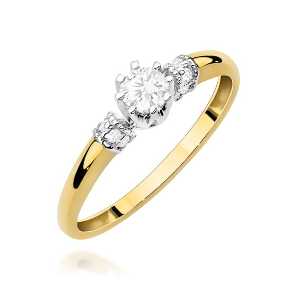 Żółte Złoto Pierścionek z Diamentem Laboratoryjnym 0,25 ct