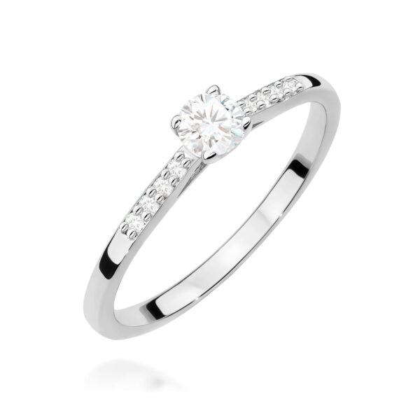 Białe Złoto Pierścionek z Diamentem 0,25 ct