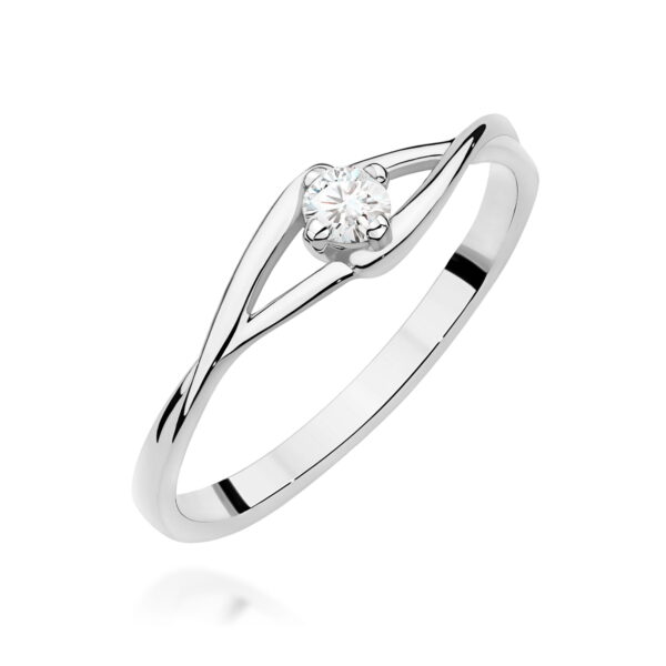 Białe Złoto Pierścionek z Diamentem 0,10 ct