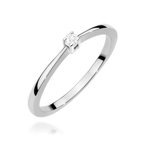 Białe Złoto Pierścionek z Diamentem 0,05 ct