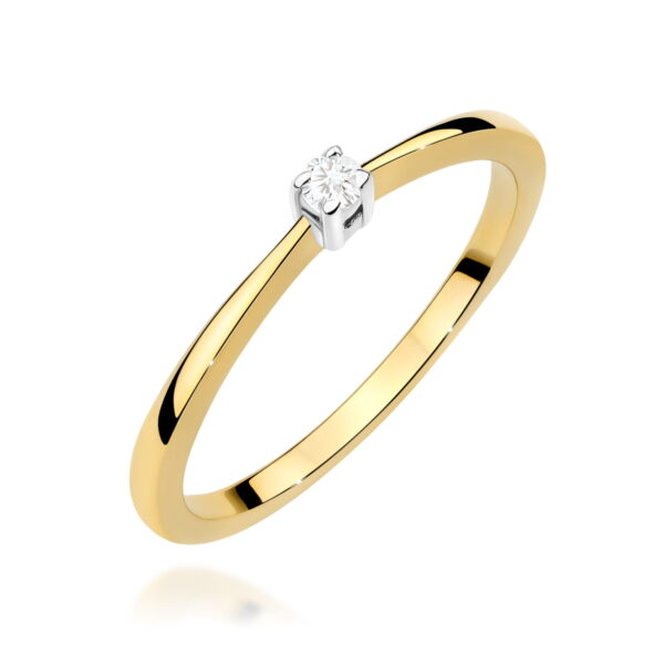 Żółte Złoto Pierścionek z Diamentem 0,05 ct