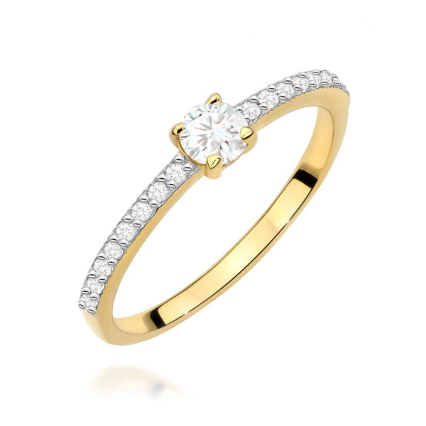 Żółte Złoto Pierścionek z Diamentem 0,25 ct