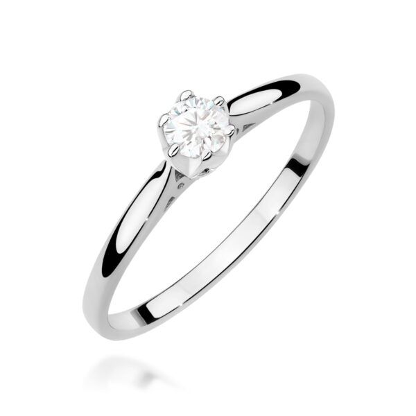 Białe Złoto Pierścionek z Diamentem 0,18 ct