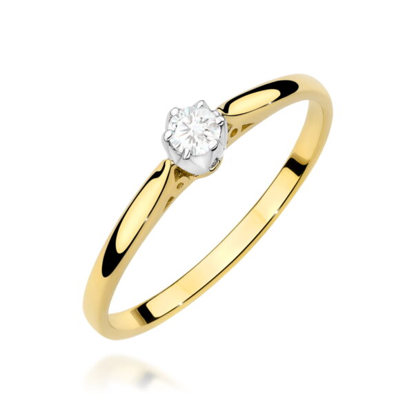 Żółte Złoto Pierścionek z Diamentem 0,10 ct