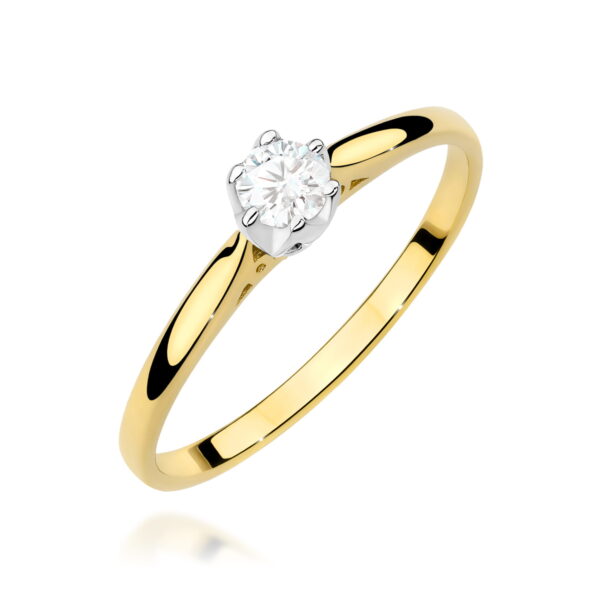 Żółte Złoto Pierścionek z Diamentem 0,18 ct