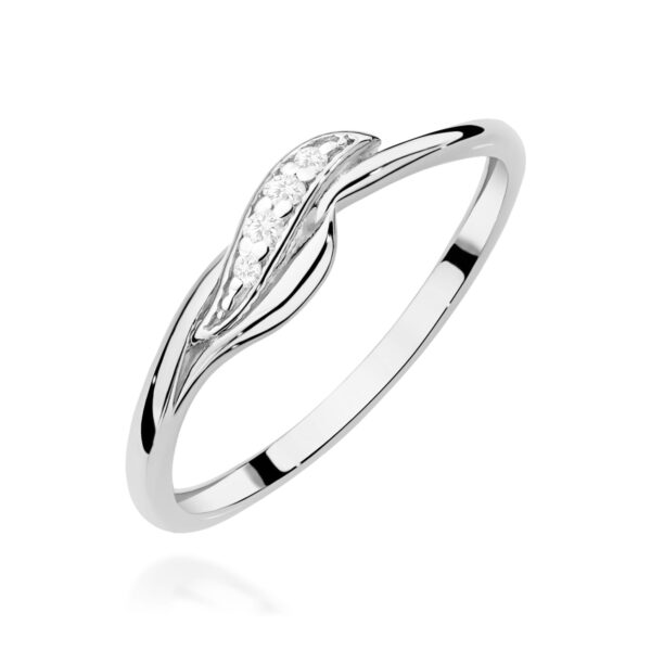 Białe Złoto Pierścionek z Diamentami 0,05 ct