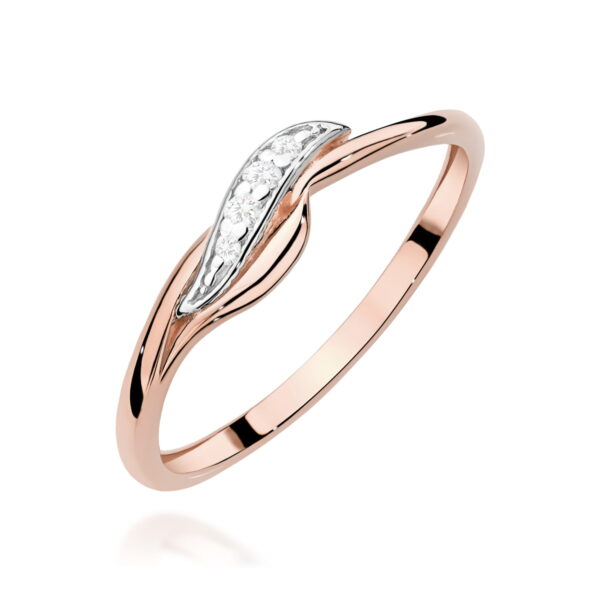 Różowe Złoto Pierścionek z Diamentami 0,05 ct