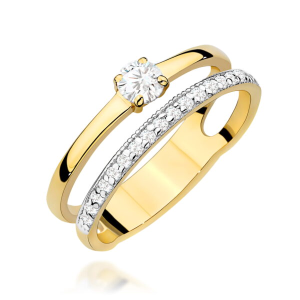 Żółte Złoto Pierścionek z Diamentem 0,24 ct