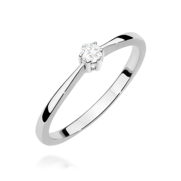 Białe Złoto Pierścionek z Diamentem 0,10 ct