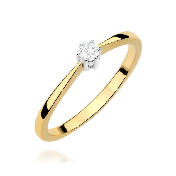 Żółte Złoto Pierścionek z Diamentem 0,10 ct