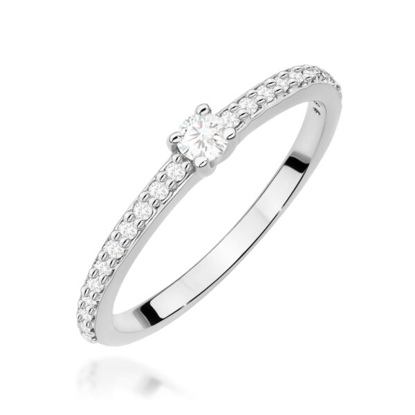 Białe Złoto Pierścionek z Diamentem 0,08 ct