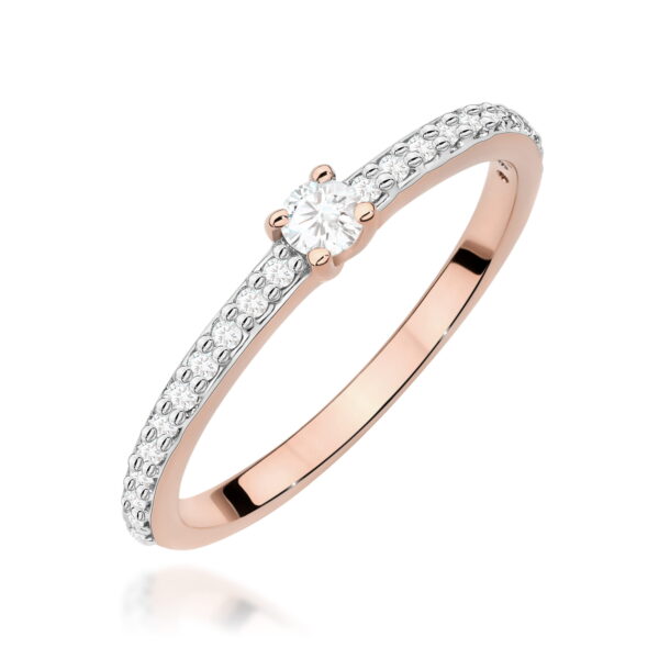 Różowe Złoto Pierścionek z Diamentem 0,08 ct