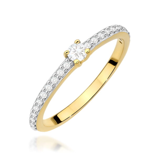 Żółte Złoto Pierścionek z Diamentem 0,08 ct