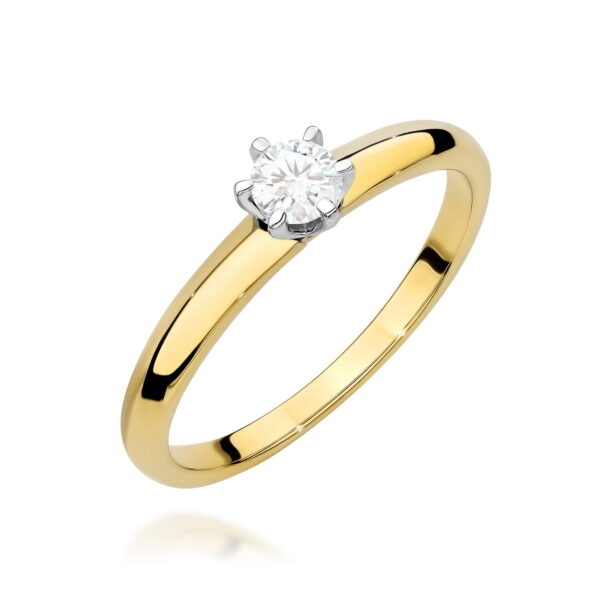 Żółte Złoto Pierścionek z Diamentem 0,25 ct