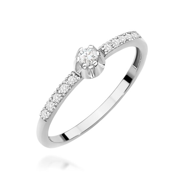 Białe Złoto Pierścionek z Diamentem 0,08 ct
