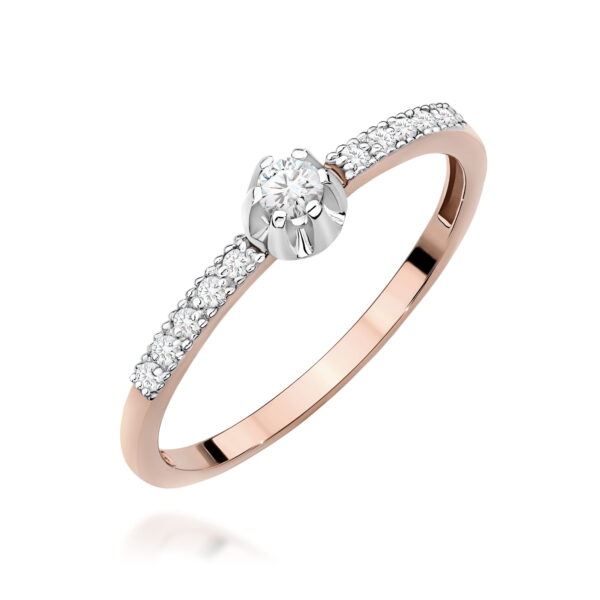 Różowe Złoto Pierścionek z Diamentem 0,08 ct