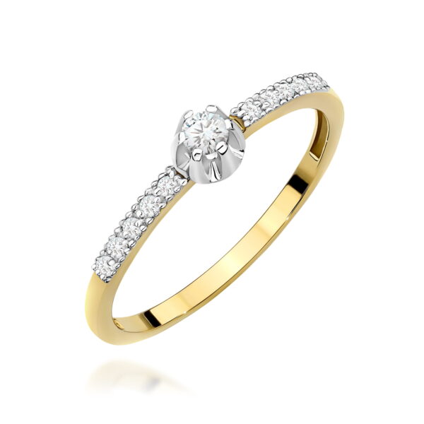 Żółte Złoto Pierścionek z Diamentem 0,08 ct