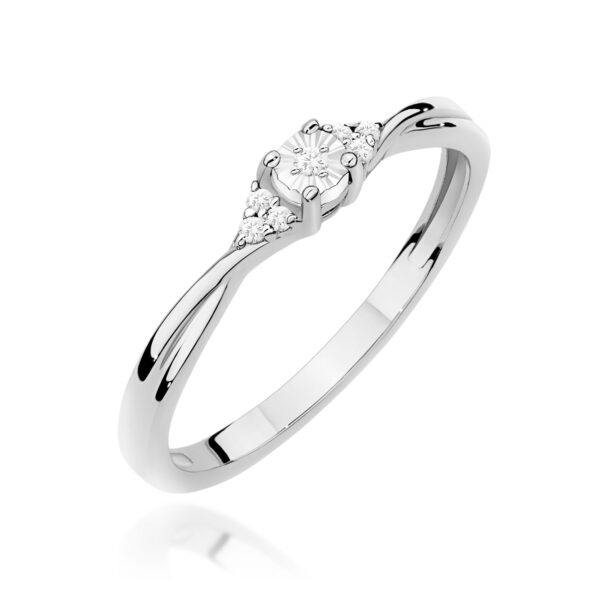 Białe Złoto Pierścionek z Diamentem 0,01 ct